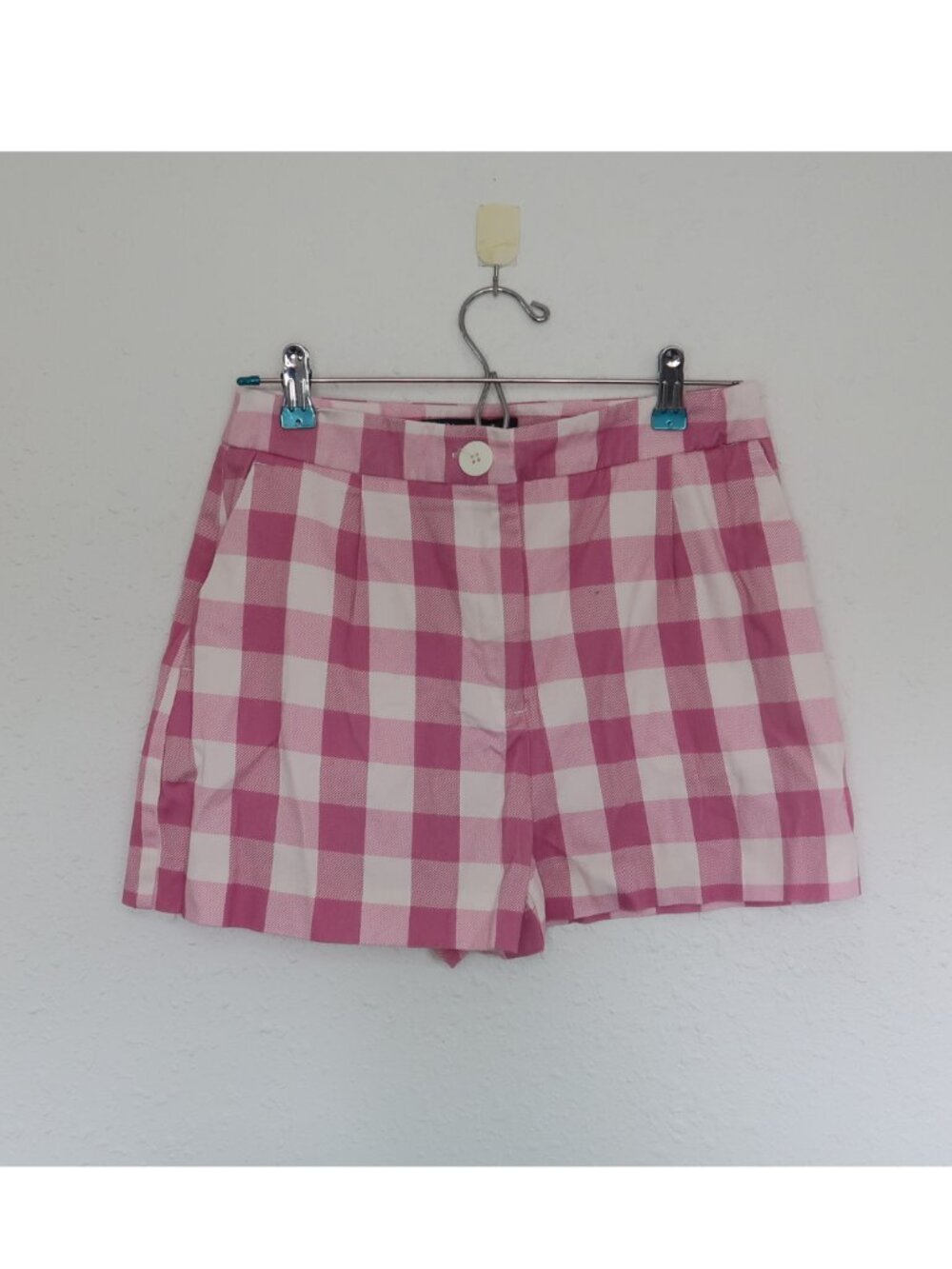 Zara Pink Gingham High-Waisted Shorts